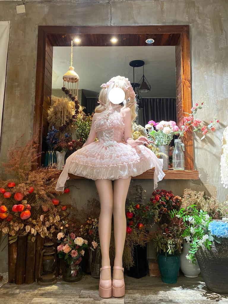 XHSUKADO Lolita JSK Jumper Skirt with and Lace This cute Gothic Lolita dress features a bridal and a Mori Girl princess Perfect for crossdressing in