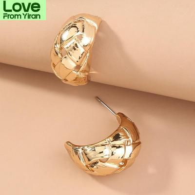Orecchini a Cerchio Largi e Testurizzati per Donna Orecchini a Cerchio Spessi a Forma di C con Twist Orecchini Tondi Statement Gioielli Geometrici