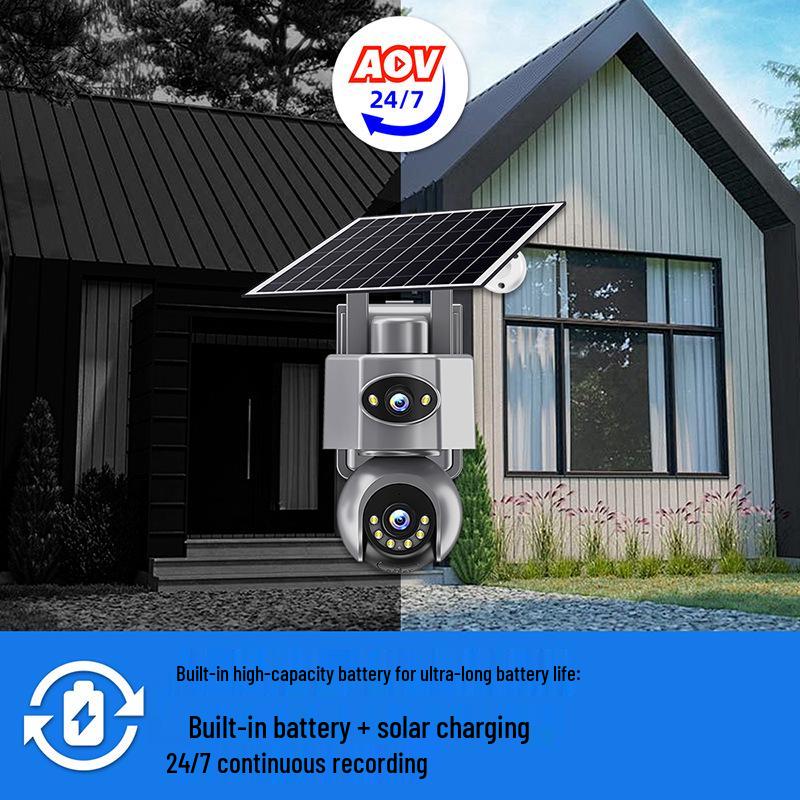 V380Pro AOV Solar-Powered 4G Outdoor Waterproof 360-Degree Remote Monitor Binocular Camera