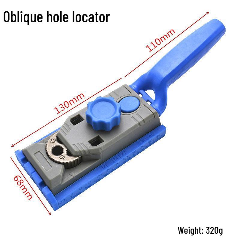 Oblique Hole Locator with Scale Markings for Woodworking and Board Connection