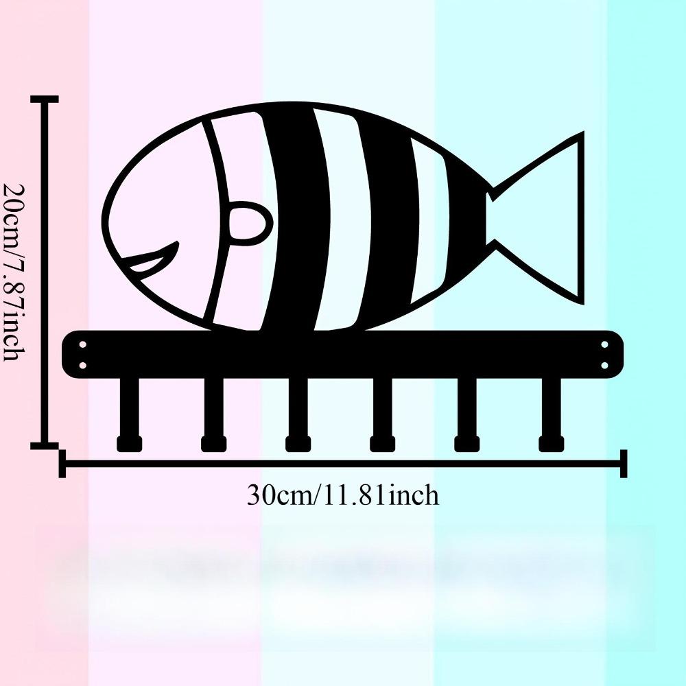 Modern Ocean Themed Fish Metal Wall Decor with Hooks Holiday Gift Home Decor
