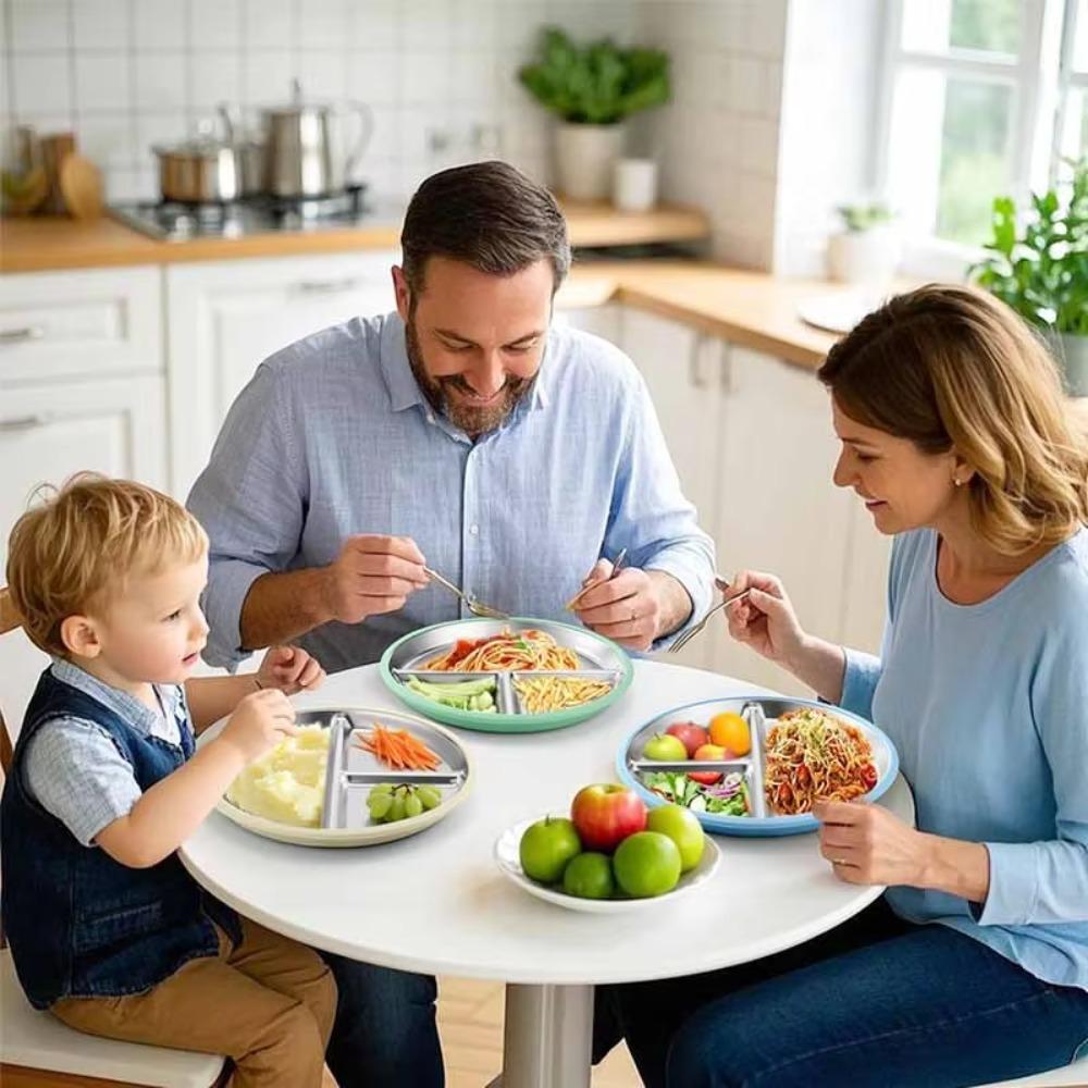 Silicone Shell Suction Cup Kids Plates 304 Stainless Steel Kids Feeding Bowls  For Toddlers