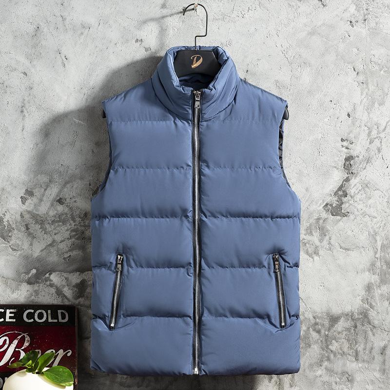 Vest Men's Autumn and Winter Thickened Down Cotton Waistcoat Casual Stand-up Collar Large Size Cotton Coat Vest Jacket