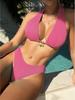 European & American Style 2024 Solid Color Halter Bikini - Hot-selling Swimsuit