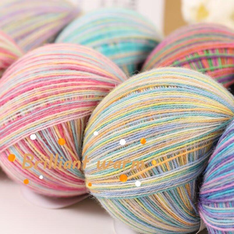 Colorful Dyed Wool Yarn Handmade DIY Skin Friendly Sweater Hat Rainbow Scarf Ultra-fine Wool Yarn Ball Handmade Crochet Wire