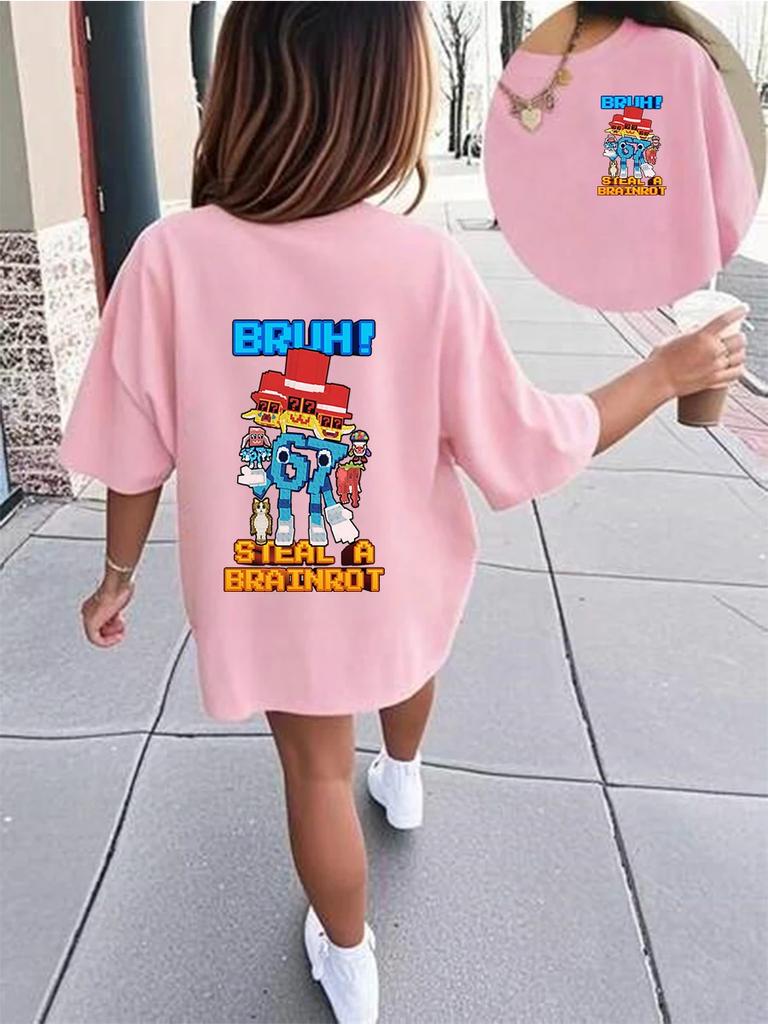 Six Seven 67 Funny Italian Brainrot Childrens Short Sleeve Tee Summer Casual Hot Crewneck Cute Cartoon Age 3-14