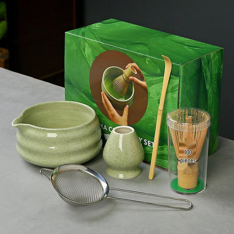 Japanese Ceramic Matcha Bowl Set with Bamboo Chasen Whisk – Perfect for Song Dynasty Tea Ceremony