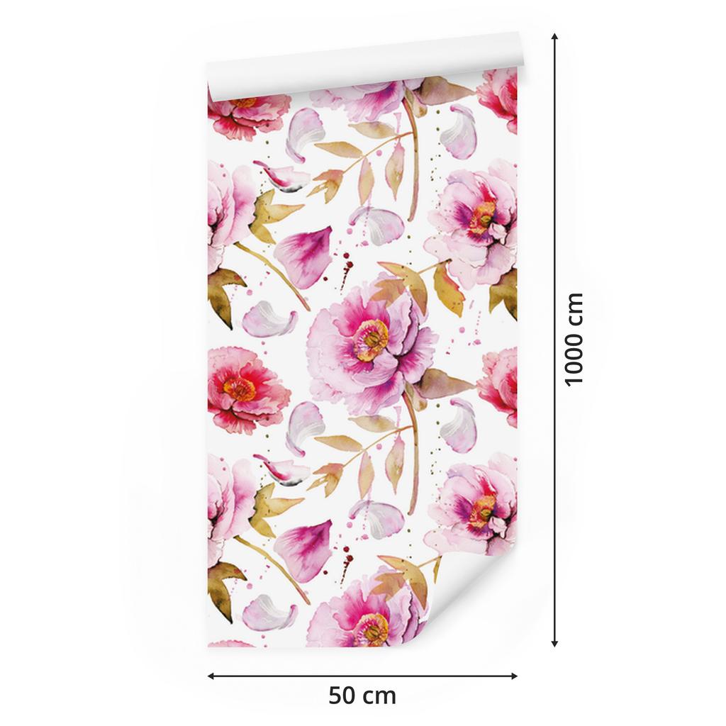 Peony wallpaper in colors for living room and bedroom 50x1000