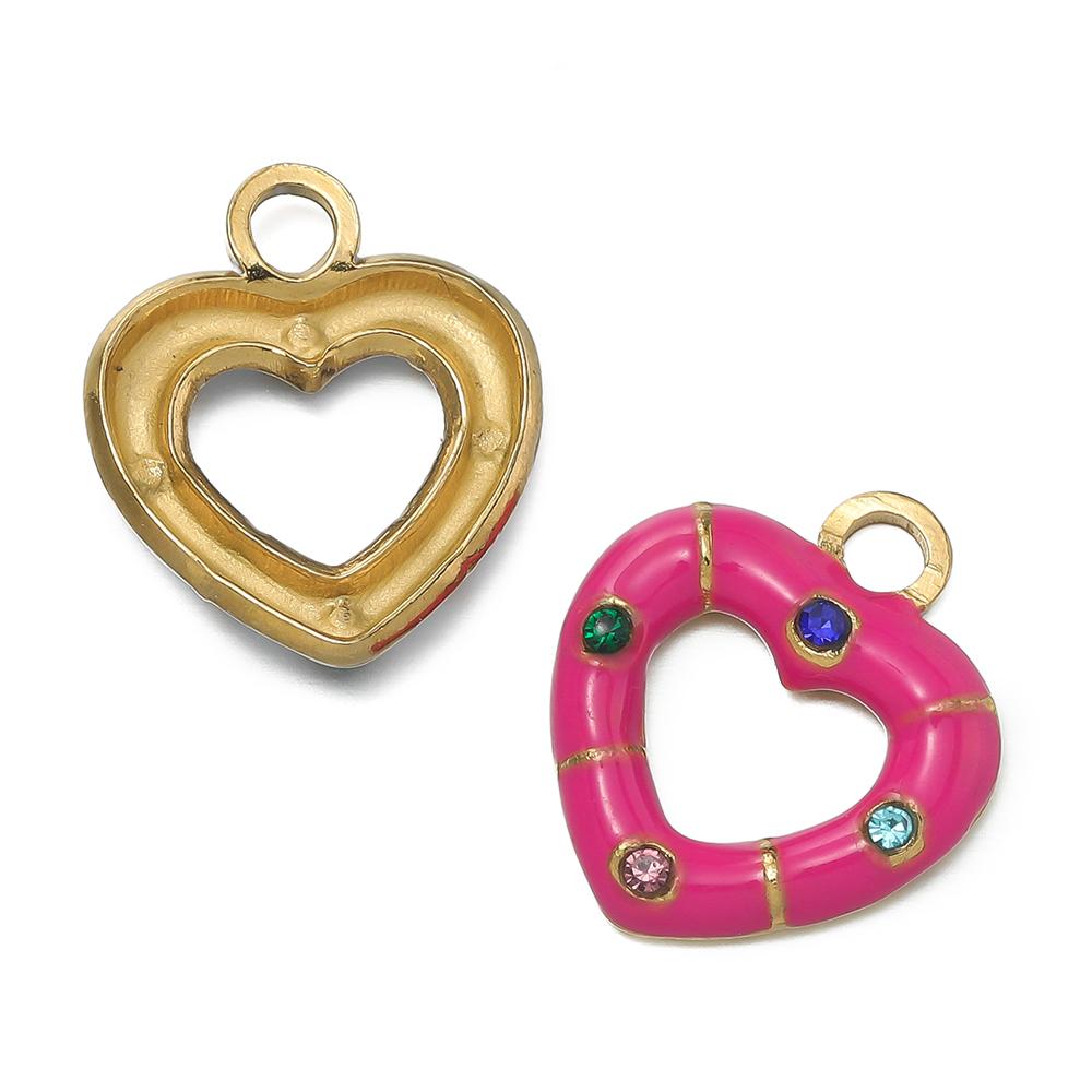 1 pièce/lot Pendentifs Triangle Ovale Cœur d'Amour Multicolores en Acier Inoxydable Pour Bracelet Collier DIY Accessoires de Bijoux