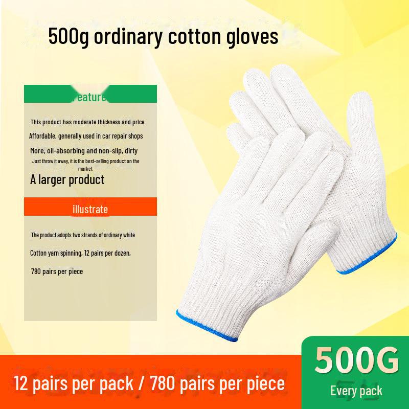Cotton Yarn Work Gloves for Construction and Labor Protection