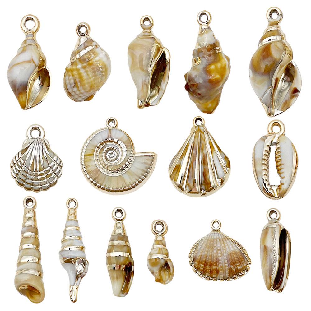 Gold Electroplated Acrylic Conch Pendant Charm for DIY Bracelets and Necklaces