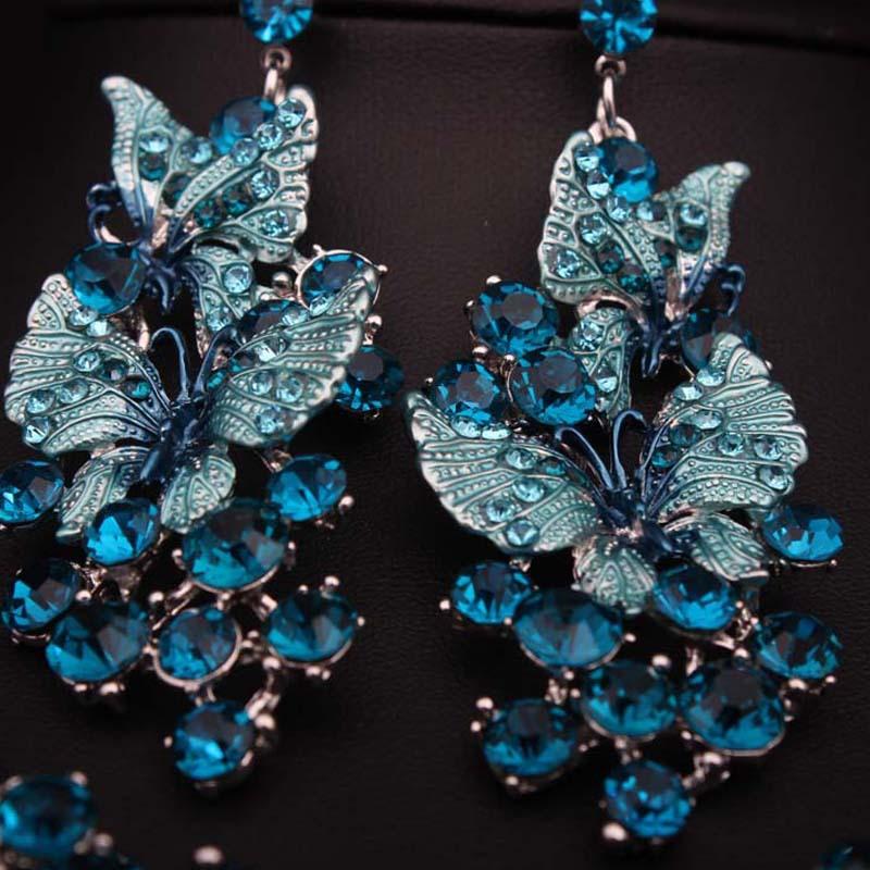 Necklace Earrings Set Butterfly Jewelry for Women Wedding Party Costume Accessories