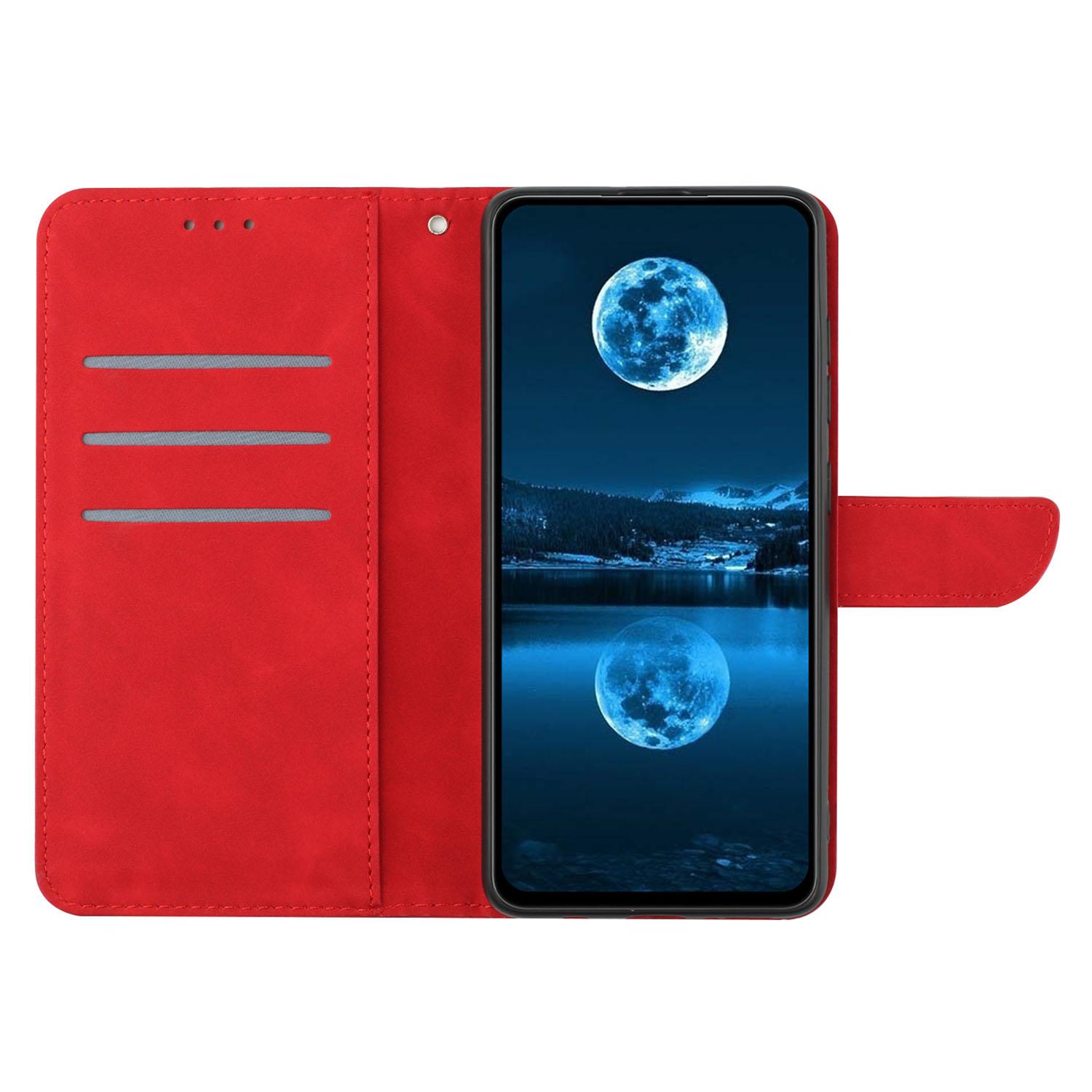 

HT05 For Honor 200 5G Case Lines Imprinted Wallet Leather Phone Cover Red