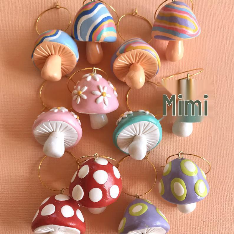 Cross-Border Creative Retro 3D Enamel Mushroom Earrings