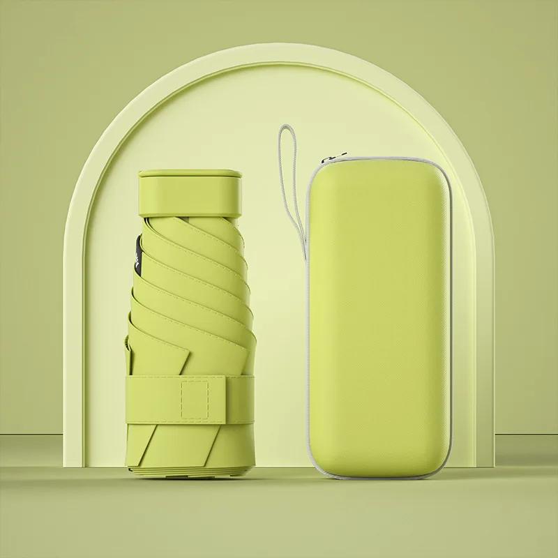 UPF50+ Mini Folding Umbrella Vinyl Sun Shade Umbrella Small Pocket Rain Travel Umbrella Ultraviolet Protection Capsule Parasol