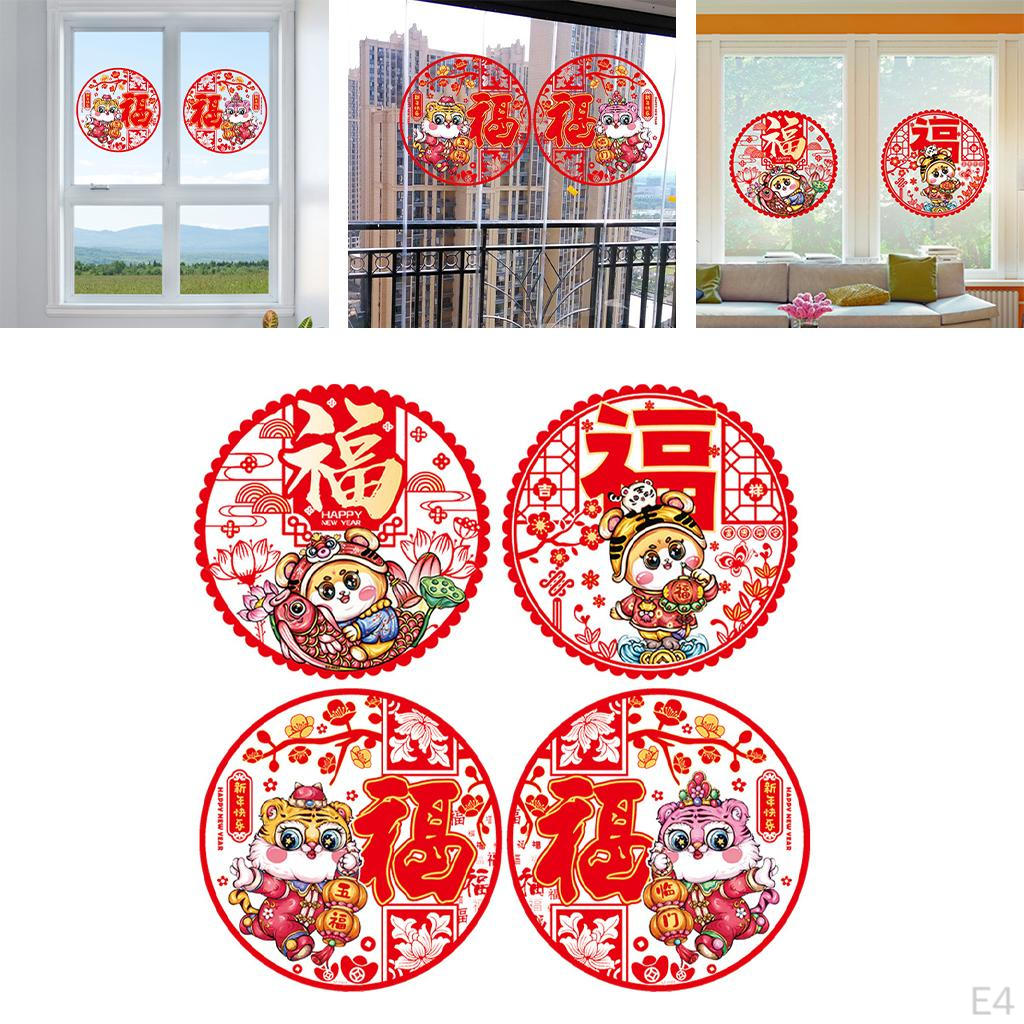 Chinese Year Decoration Tigers Doors Sticker Fu Character Window Stickers for Office