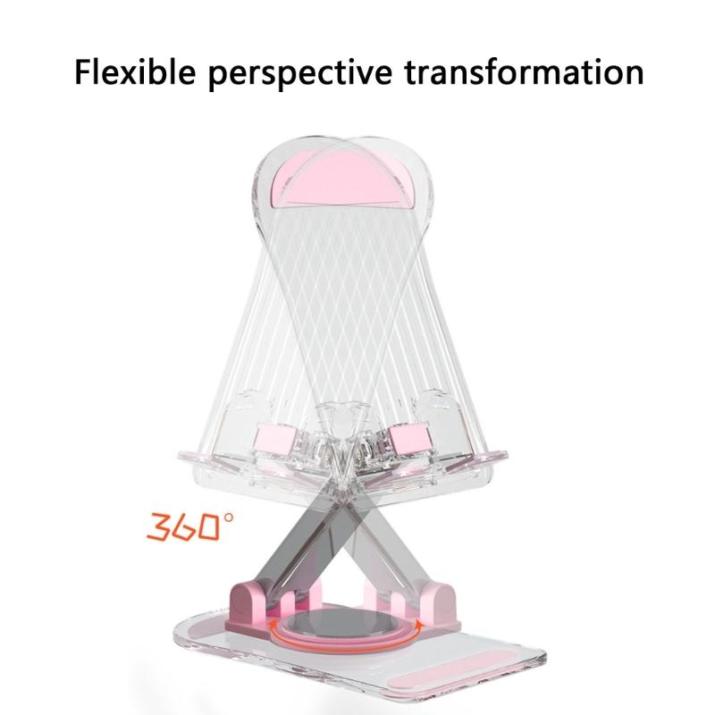 360 Degree Rotating Cellphone Holder Universal for Phone Tablet Table Support Stand Clear Acrylic Folding Holder Stand