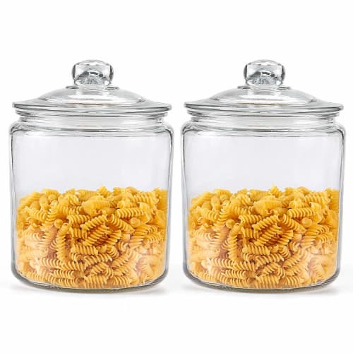 

MDLUU Glass Jars with Airtight Lids, 2L/62oz Wide Mouth Glass Canisters, Pantry Storage Containers for Candy, Cookies, Sugar, and Flour, Pack of 2