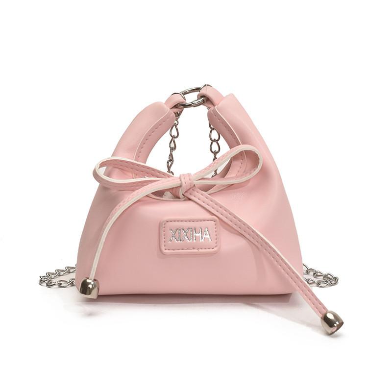 Mini Pu Girl Chain Crossbody Bag With Butterfly Bow And Breathable Lightweight Design For Daily Use