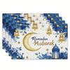 Ramadan Kareen Star Moon Lantern Linen Placemats Table Decor Reusable Eid Mubarak Kitchen Dining Table Mat Ramadan Decorations