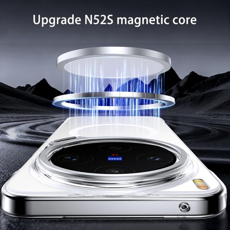 Frameless For Magsafe Metal Camera Fold Stand Holder Phone Case For VIVO X300 S Pro Ultra Magnetic Wireless Charge Bumper Cover
