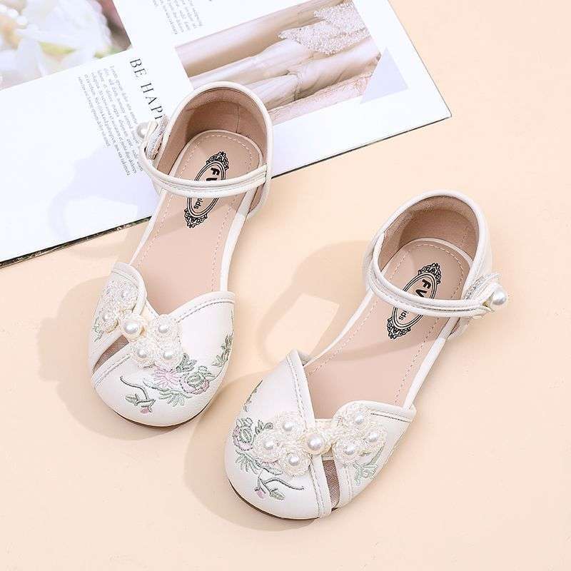 

Girls Hanfu shoes summer national style sandals children with horse skirt shoes Chinese embroidered shoes ancient style classmates 36 yards/inner length about 22cm