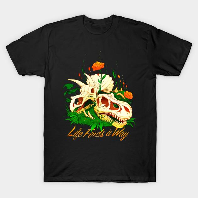 Men Black Print T-shirt Prehistoric Skull Flower Life No-Cut Transfer Paper Print Cotton Tshirt 3XL чёрный