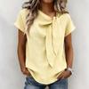 TIFICY Women's Fashion Casual Summer Spring Solid Color Print Short Sleeve Blouses & Shirts