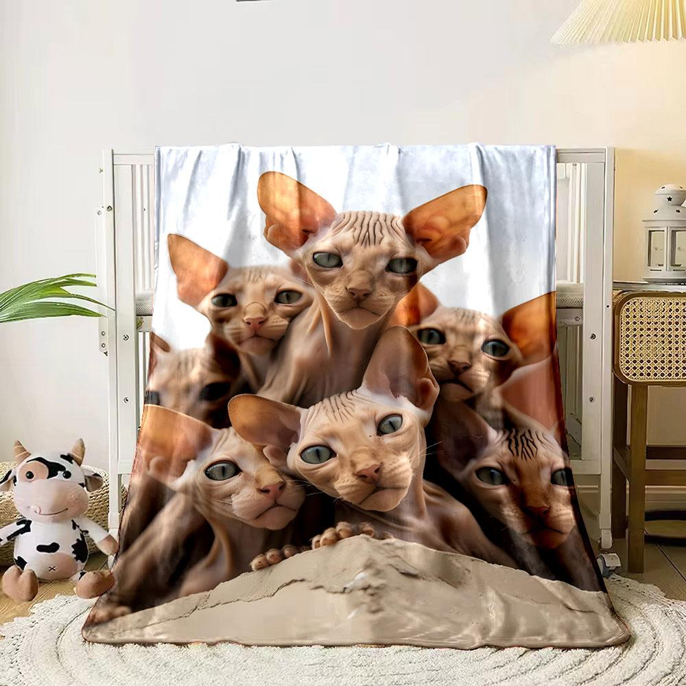 Hairless Cats Cluster Blanket bedroom Blanket for Livingroom Couch lunch break Soft throw for Friend's festival Gift