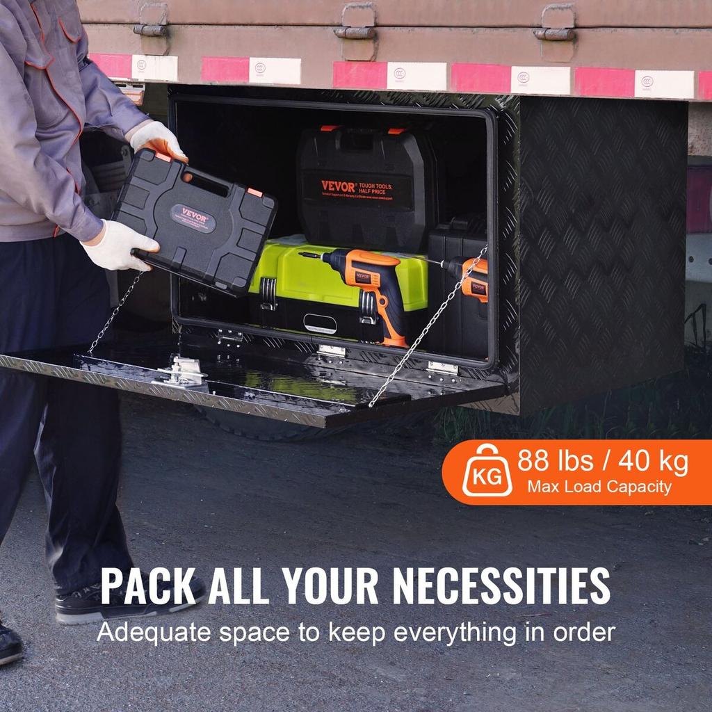 Underbody Aluminum Truck Tool Box 36" x 24" x 24" Trailer RV Tool Storage