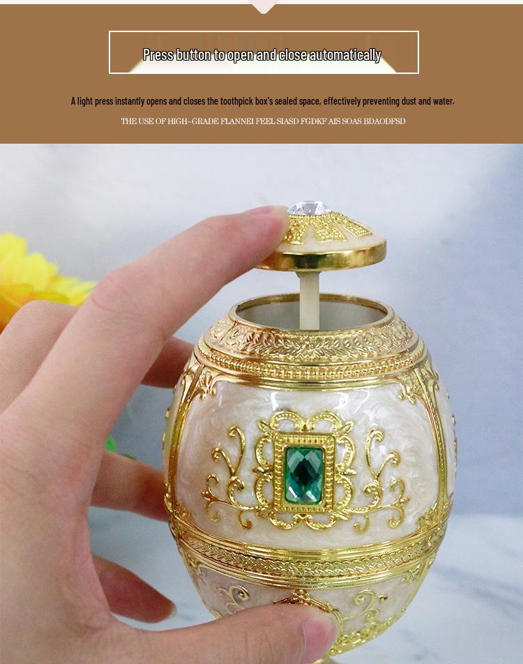European Classical Zinc Alloy Toothpick Holder - Press-Type Multi-functional Metal Container with Light Luxury Craftsmanship.