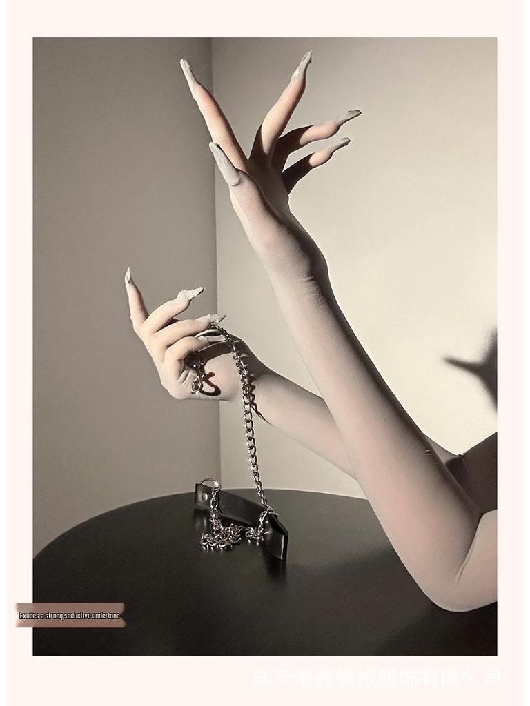 Pure Desire Black Silk Seamless Ultra-Thin Sexy Erotic Gloves