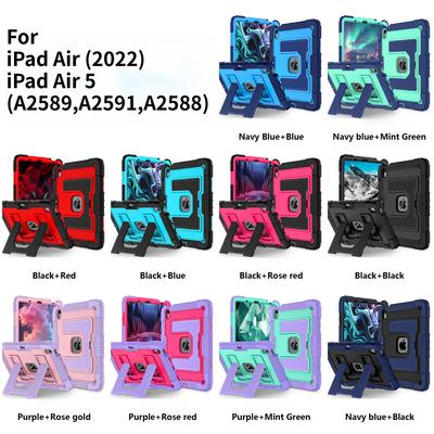 Robuste Schutzhülle für iPad Air (2022)/iPad Air 5/(A2589,A2591,A2588). Lebendige Farben, dreischichtiger Schutz, Ständer mit mehreren Winkeln