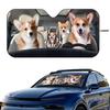 Corgi Driving Animal Car SunShade Windshield Foldable Three-layer Insulation Sunshade By Suction Cup Blocks UV Rays Sun