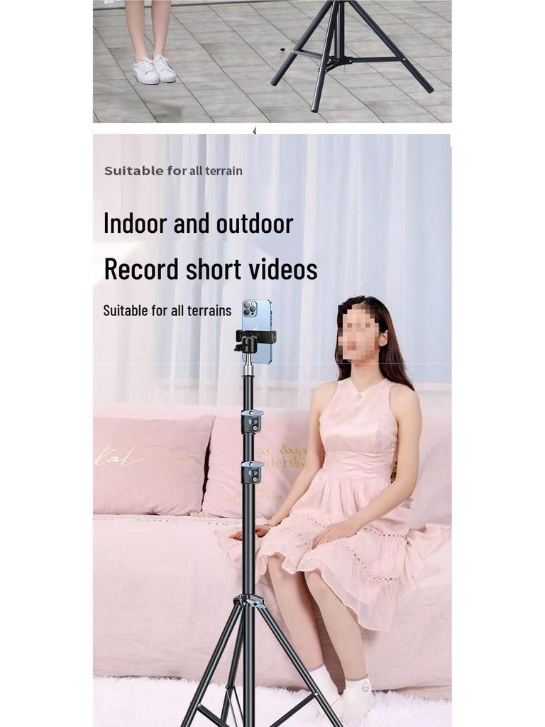 Dual Phone Outdoor Live Streaming Tripod with Multi-Angle Stand and Fill Light