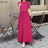 Women Short Sleeve Blouse and Long Skirts Casual Two Piece Suit Sets
