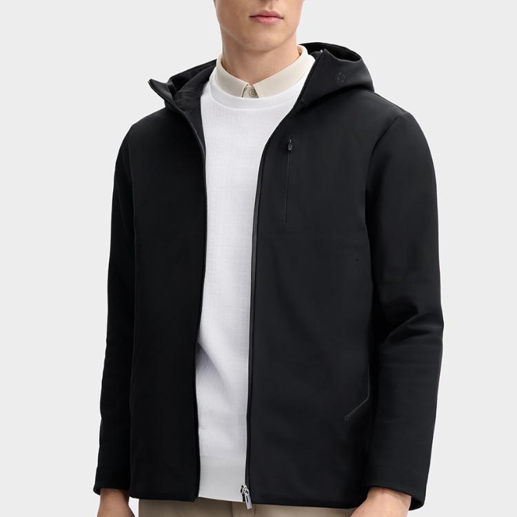 Fila Blue Simple Versatile Hooded Zip Long Sleeve Jacket Men Jackets Black F11M512703FBK