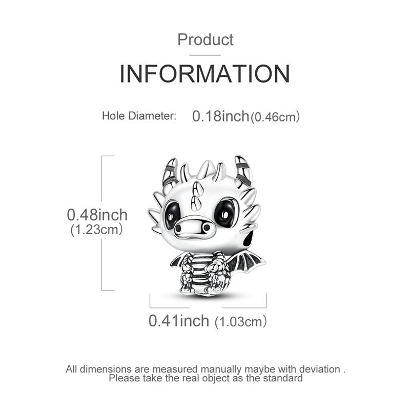 Copper Charms Beads Little Flying Dragon Unicorn Elephant Pendants Fit Women Original Bracelet Diy Christmas Gift