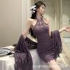 sex underwear sexy lace cheongsam purple pure desire wind uniform hip skirt set qqny pajamas