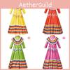Mexican Inspired Colorful Long Dress For Cultural And Theatrical Performances