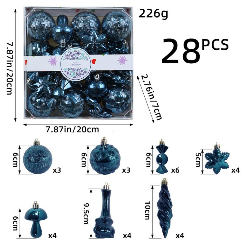 28 Pcs Plastic Christmas Hanging Ball Colorful Merry Christmas Tree Decor Children Gifts