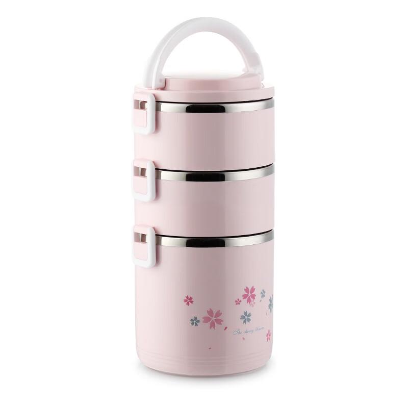 ZISIZ 3-Layer Portable Insulated Lunch Box with Bag & Cutlery