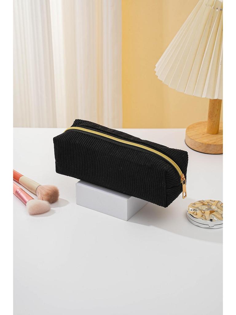 Duży piórnik i kosmetyczka z sztruksu - Przenośny schowek na przybory toaletowe i artykuły piśmiennicze na podróże służbowe