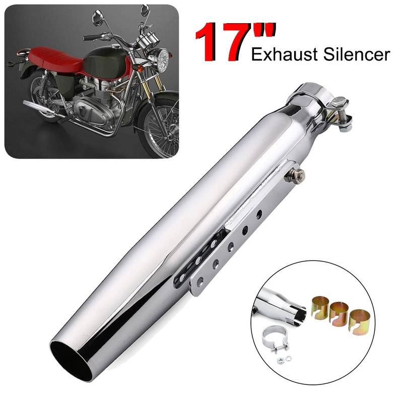 Silenziatore Universale per Scarico Moto Retro Vintage Classico Cromato Escap Moto per cg125 sr400 cb500 vt500 CM300 500 Cafe