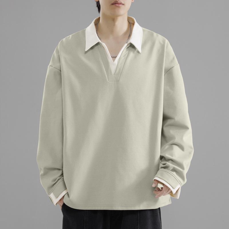 

Men s Trendy Loose Fit Two-Piece Look Hoodie with Shirt Collar, Plus Size, Long Sleeve, Autumn/Winter 2025 Collection XXL