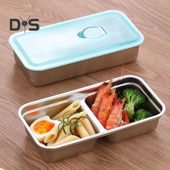 1/2-teilige Snackbox mit Doppelfach, Edelstahlbehälter, auslaufsicheres Design, spülmaschinenfest, Saucen-Dressing-Box