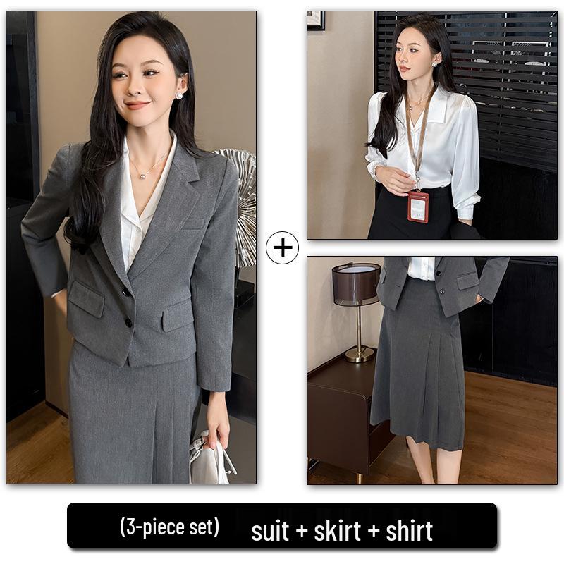 Early Autumn Professional Age-Defying Petite Interview Suit Set with Midi Skirt