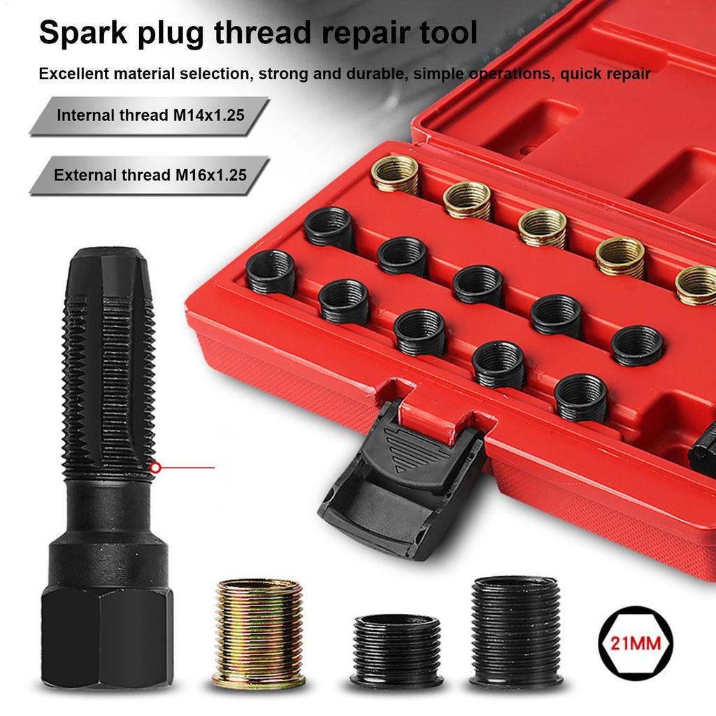 Plug Thread Repair Kit 16 Piece Socket Professional Plug Thread Repair Kit With Portable Case For Truck Car Suv Rv Sedan
