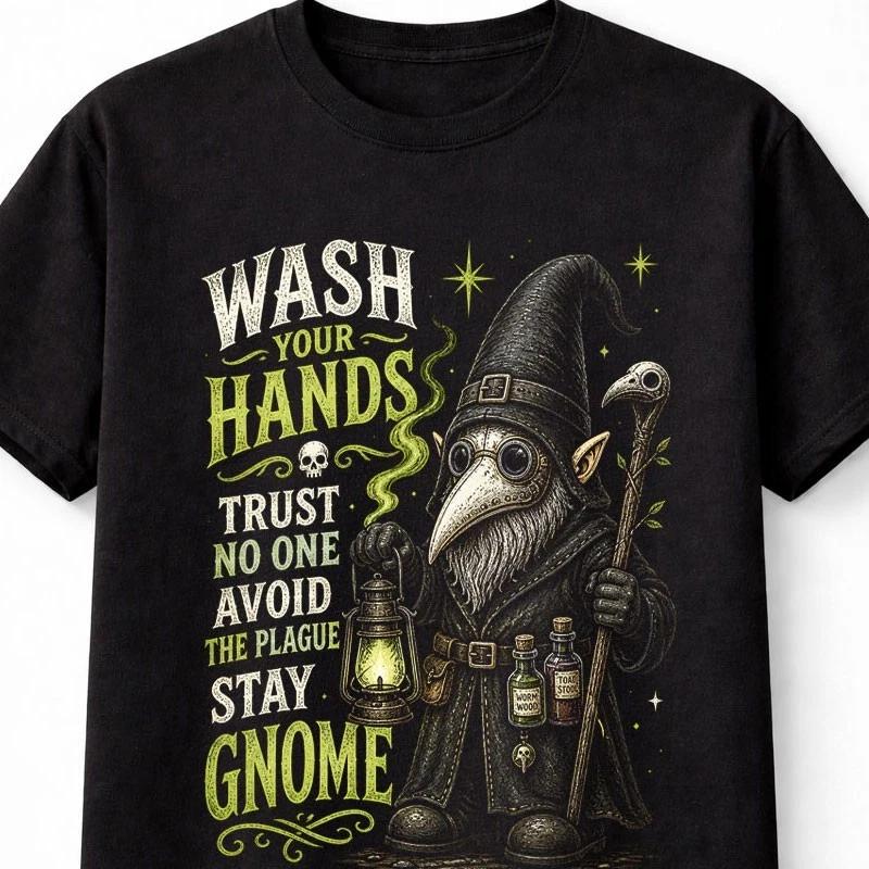 Plague Doctor Gnome Gothic Dark Humor Vintage Graphic Unisex TShirt S