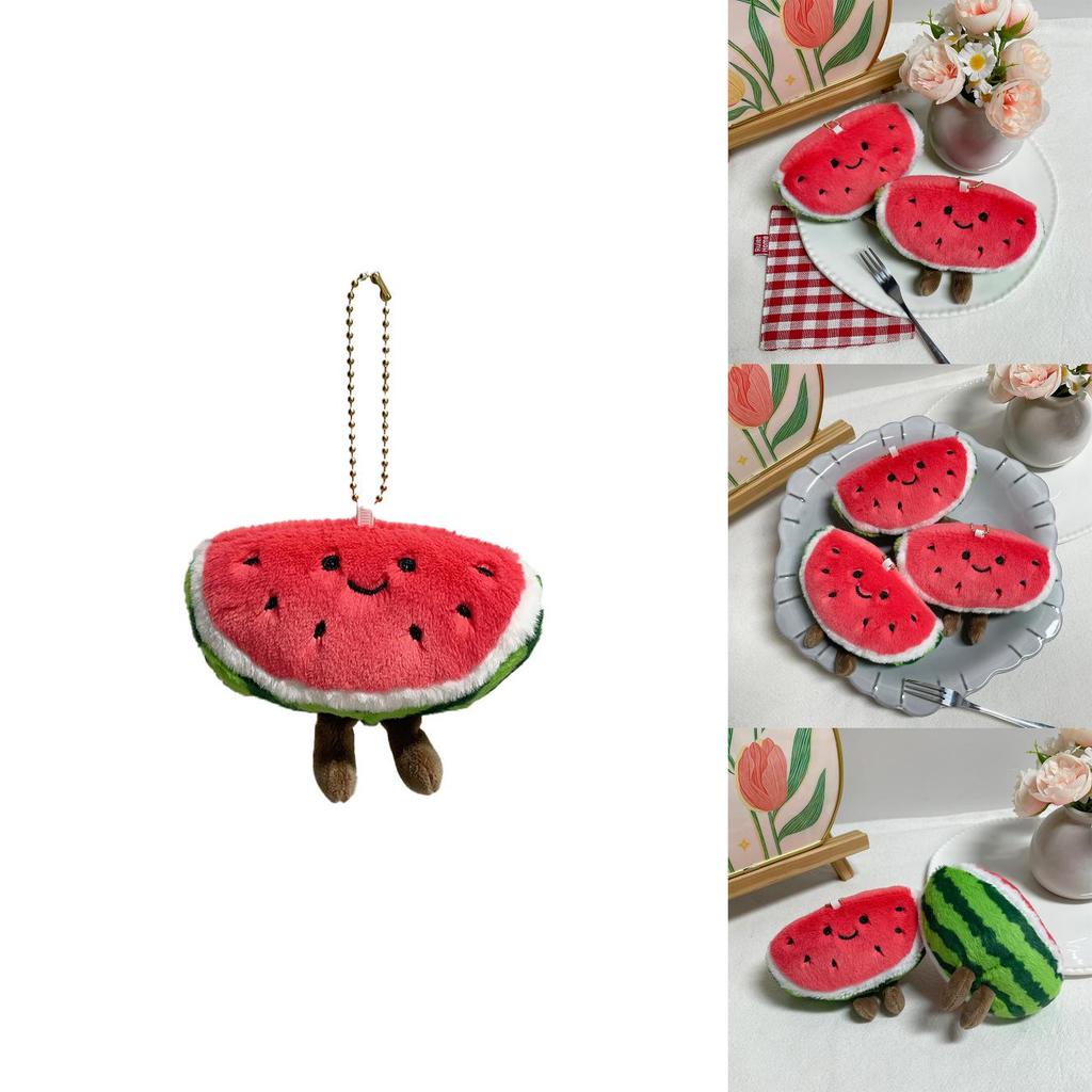 Cute Watermelon Plush Keychain With Pp Cotton Filling For Bag Decoration And Collectors